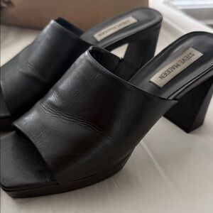 Steve Madden Black Leather Mules